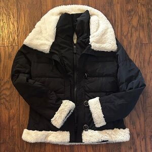 Black Jacket with White Faux Fur Trim